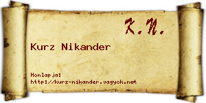 Kurz Nikander névjegykártya